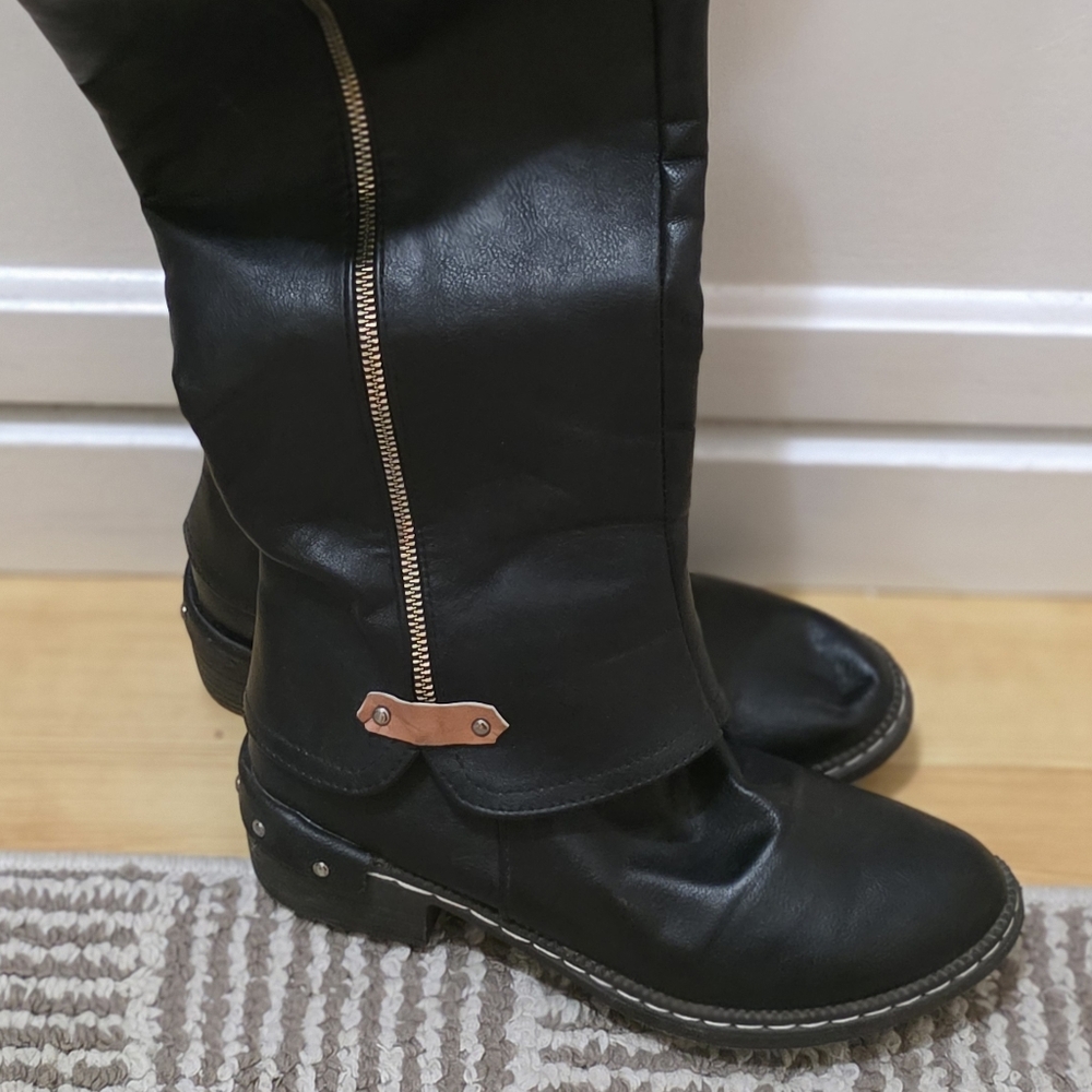 Rieker Black Knee-High Women's Boots - Picture 3 of 11